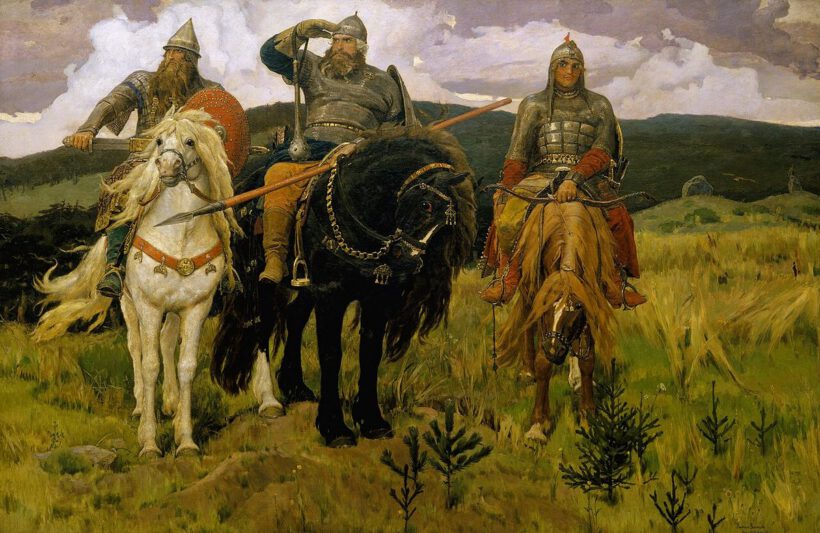 Виктор Васнецов, «Богатыри»: Илья Муромец, Добрыня Никитич и Алёша Попович